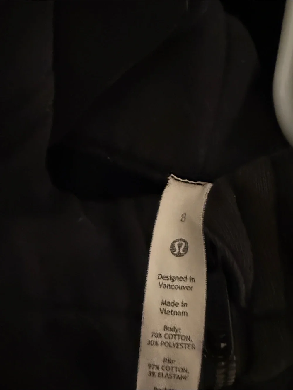 lululemon athletica Black Zip Hoodie with Logo Tag on the hood and on the zipper